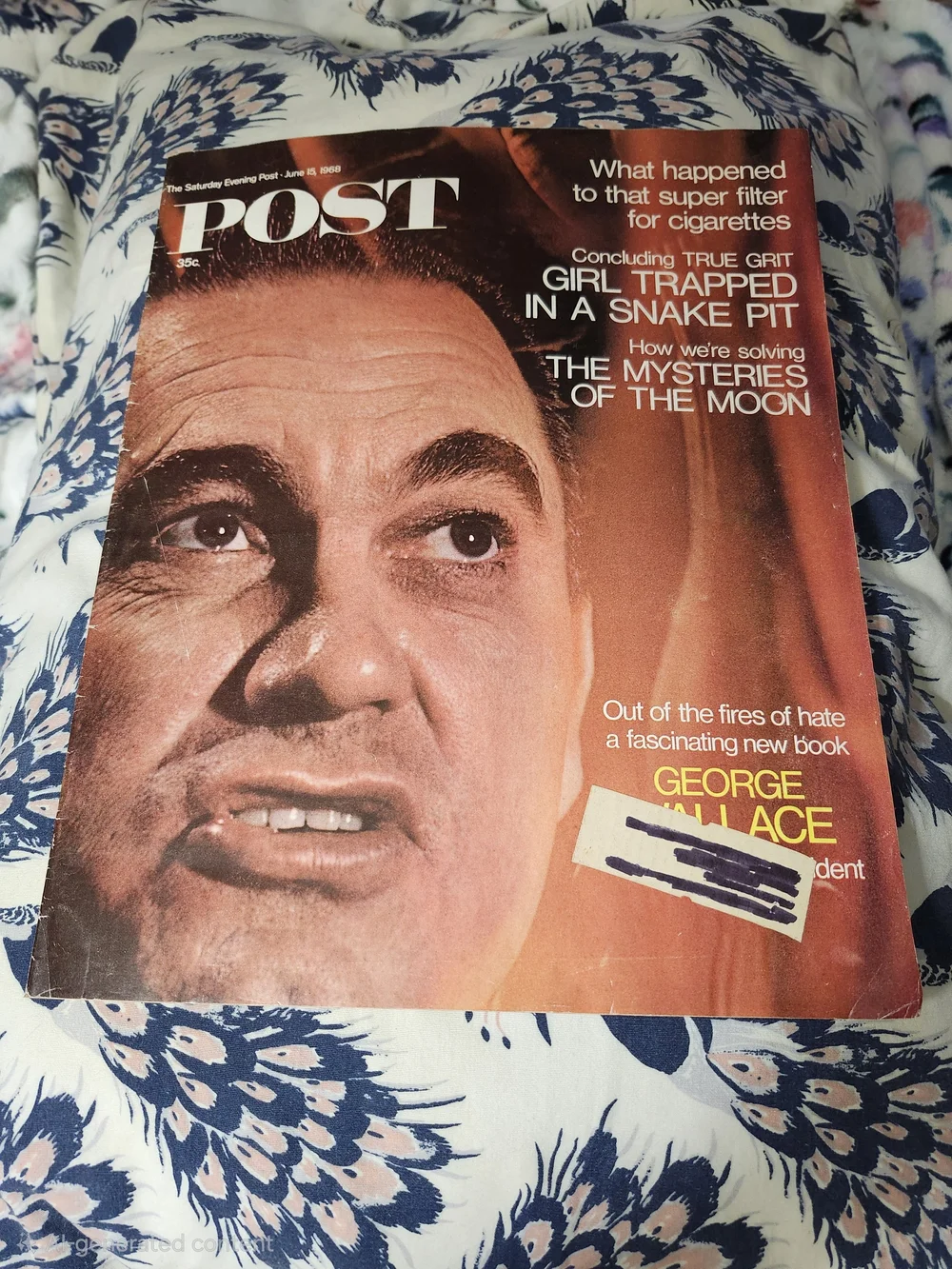 Vintage June 15, 1968 The Saturday Evening Post- George Wallace on Cover